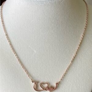 Stethoscope Heart & Heartbeat Necklace Rose Gold Tone NEW